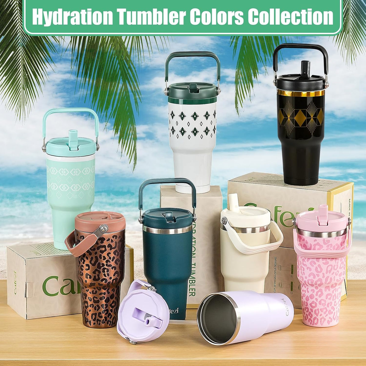 40 oz Insulated Tumbler with Top Handle and Flip Straw