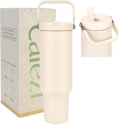 40 oz Insulated Tumbler with Top Handle and Flip Straw