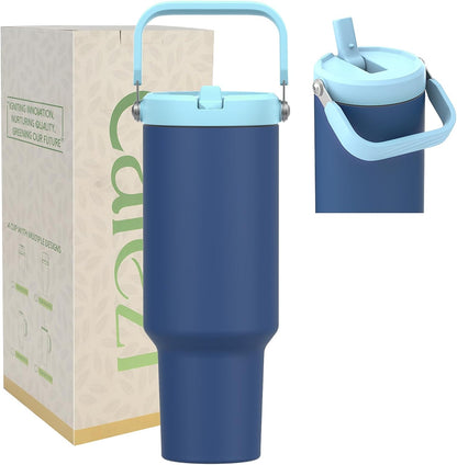 40 oz Insulated Tumbler with Top Handle and Flip Straw