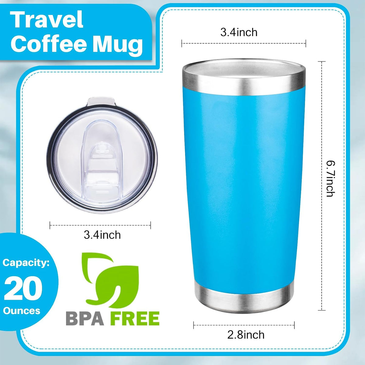 20oz Tumbler with Lid Double Wall Vacuum Insulated Travel Coffee Mug Stainless Steel Thermal Cup Powder Coated Sturdy Coffee Tumbler for Hot and Cold Beverage (Yellow,1)