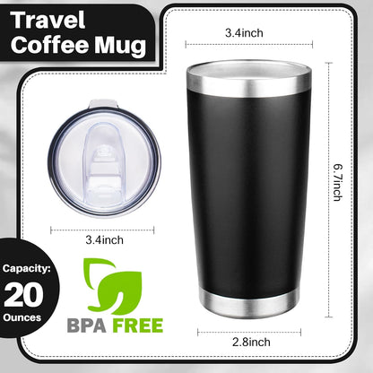 20oz Tumbler with Lid Double Wall Vacuum Insulated Travel Coffee Mug Stainless Steel Thermal Cup Powder Coated Sturdy Coffee Tumbler for Hot and Cold Beverage (Yellow,1)