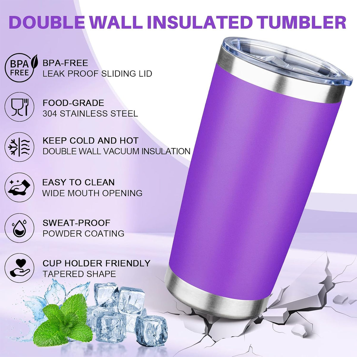 20oz Tumbler with Lid Double Wall Vacuum Insulated Travel Coffee Mug Stainless Steel Thermal Cup Powder Coated Sturdy Coffee Tumbler for Hot and Cold Beverage (Yellow,1)