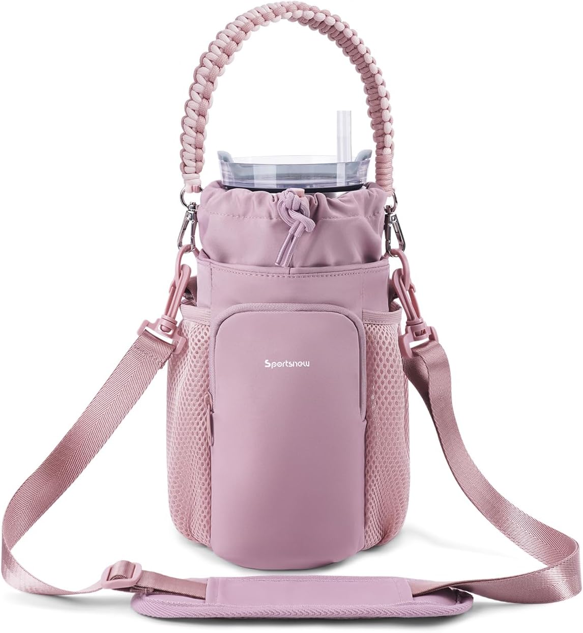 Large Water Bottle Bag for 32/40/64oz Cup & Tumbler,Crossbody Insulated Cup Sleeve Bottle Holder Carrier with Strap