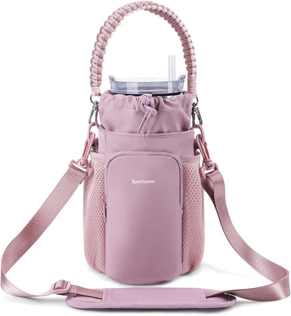 Large Water Bottle Bag for 32/40/64oz Cup & Tumbler,Crossbody Insulated Cup Sleeve Bottle Holder Carrier with Strap