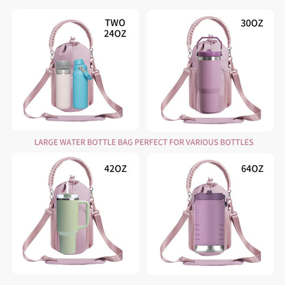Large Water Bottle Bag for 32/40/64oz Cup & Tumbler,Crossbody Insulated Cup Sleeve Bottle Holder Carrier with Strap
