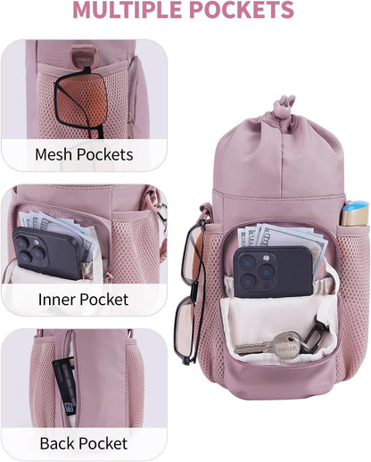 Large Water Bottle Bag for 32/40/64oz Cup & Tumbler,Crossbody Insulated Cup Sleeve Bottle Holder Carrier with Strap