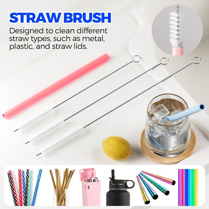 6 Pack 4 in 1 Cup Lid Cleaning Brush 3 Straws Bottle Brush,Black