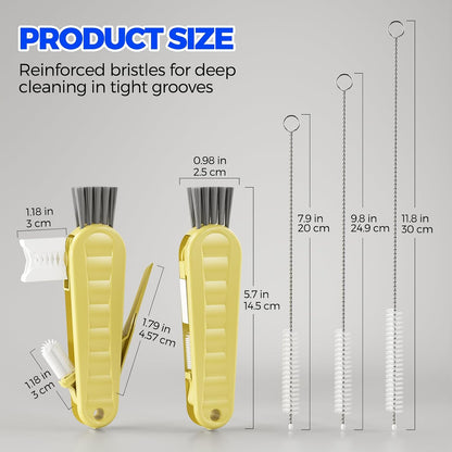 6 Pack 4 in 1 Cup Lid Cleaning Brush 3 Straws Bottle Brush,Black
