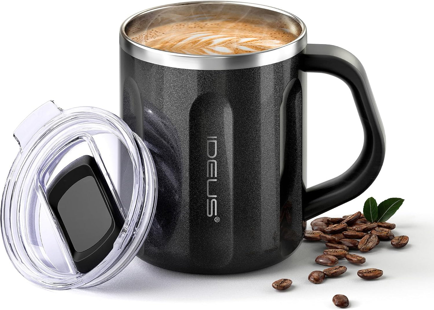 16 oz Insulated Coffee Mug with Handle and Lid, Double Wall Stainless Steel Vacuum Thermal Coffee Mug, Travel Coffee Cup Thermal Cup for Home and Office, Eggshell Blue
