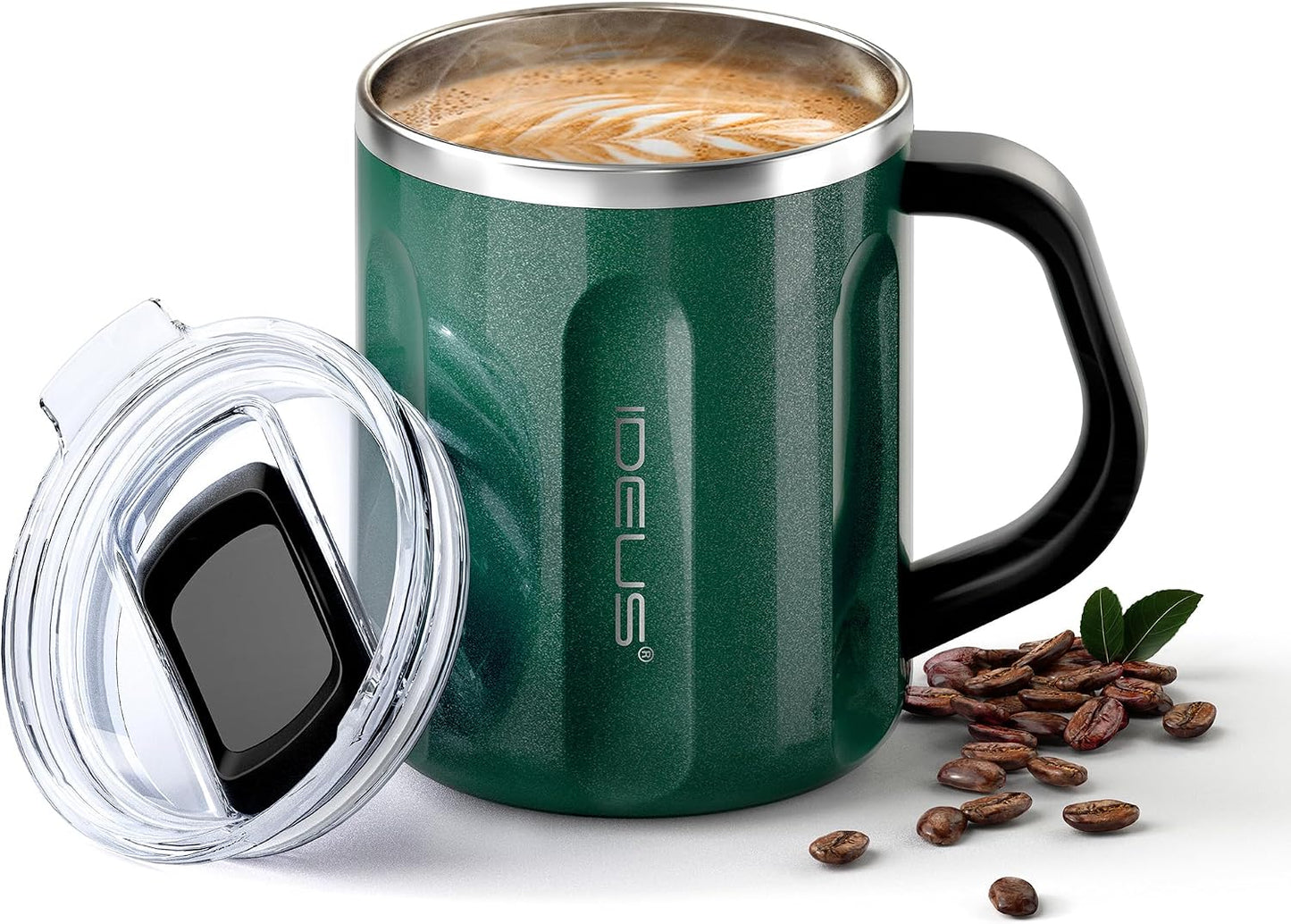 16 oz Insulated Coffee Mug with Handle and Lid, Double Wall Stainless Steel Vacuum Thermal Coffee Mug, Travel Coffee Cup Thermal Cup for Home and Office, Eggshell Blue