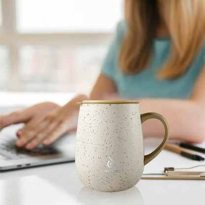 16 oz Insulated Coffee Mug with Handle and Lid, Double Wall Stainless Steel Vacuum Thermal Coffee Mug, Travel Coffee Cup Thermal Cup for Home and Office, Eggshell Blue