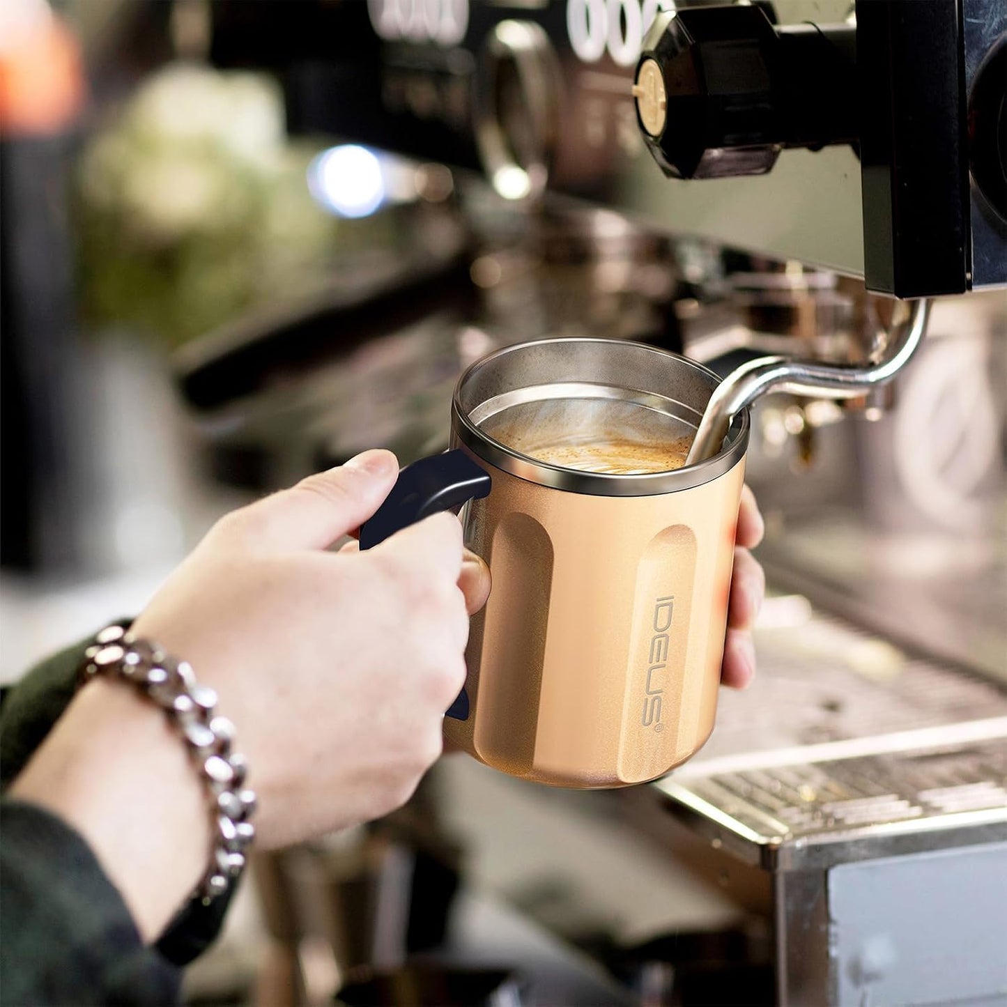 16 oz Insulated Coffee Mug with Handle and Lid, Double Wall Stainless Steel Vacuum Thermal Coffee Mug, Travel Coffee Cup Thermal Cup for Home and Office, Eggshell Blue