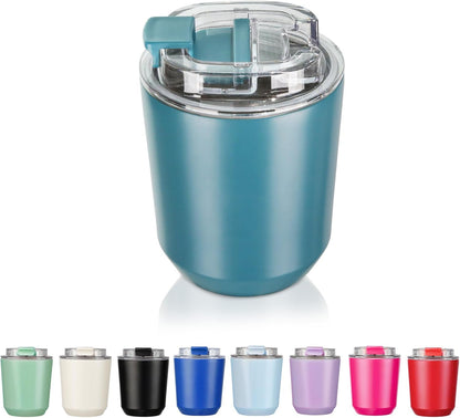 Puraville Insulated Tumblers with Lid, 14 oz Travel Coffee Mug Stainless Steel Vacuum Cup, Leak Proof Reusable Double Walled Coffee Tumbler for Iced and Hot Drinks, Cream
