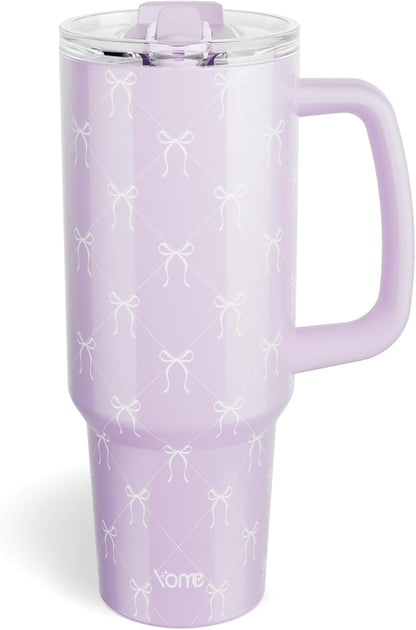 YOME 40oz Nurse Tumbler with Handle and Flip Straw | Stainless Steel Insulated Water Bottle | Keeps Drinks Cold | Dishwasher Safe | Cupholder Friendly | Gift Gym Travel Yoga