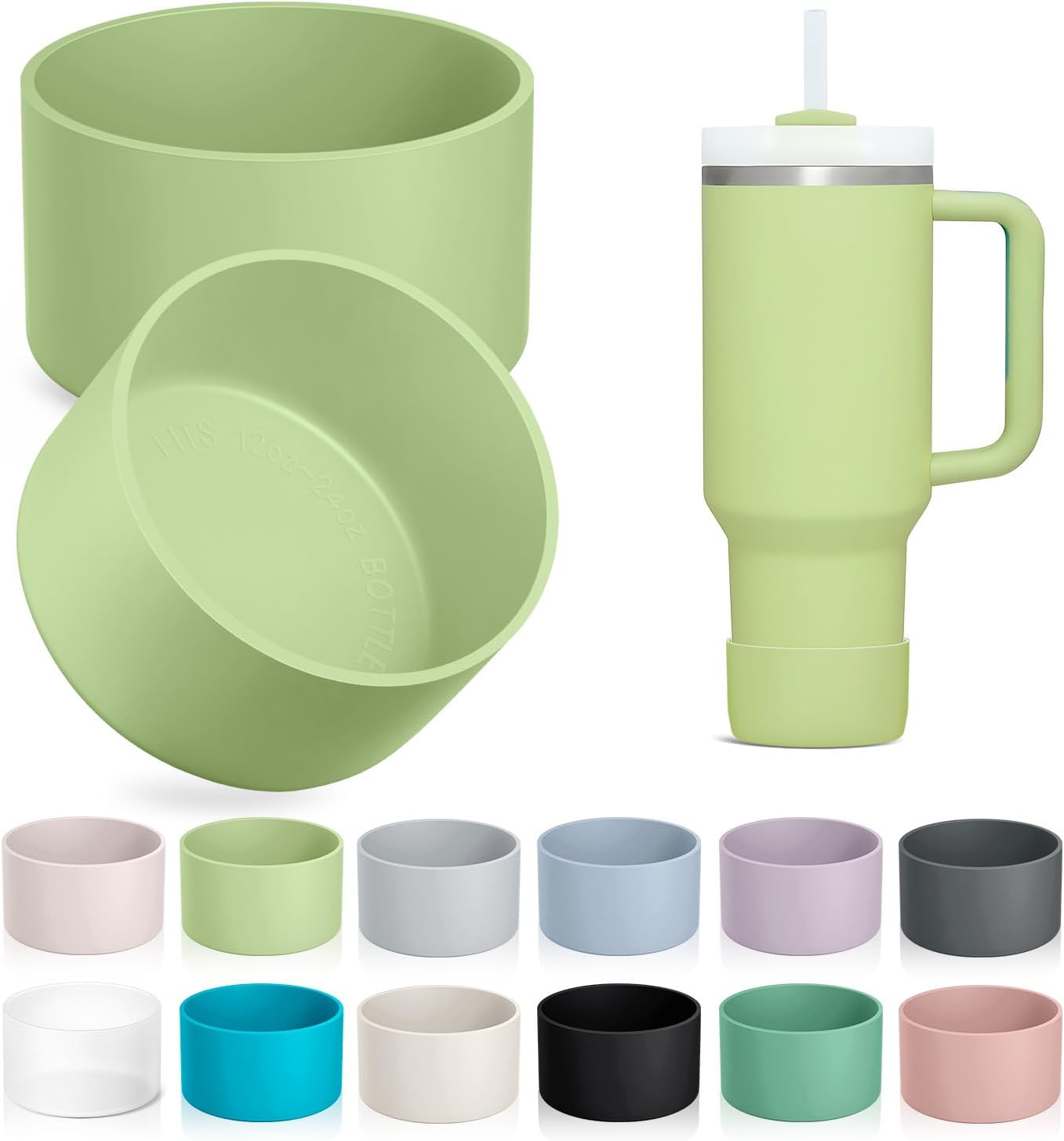 KTKUDY 2-Pack Silicone Boot for Stanley Tumbler 40 30 20 oz & Intended for Hydro Flask 12-24 oz - Cup Boot fit Select Yeti, Simple Modern, Owala Water Bottle - Bottom Cover Accessories Fit Stanley Cup