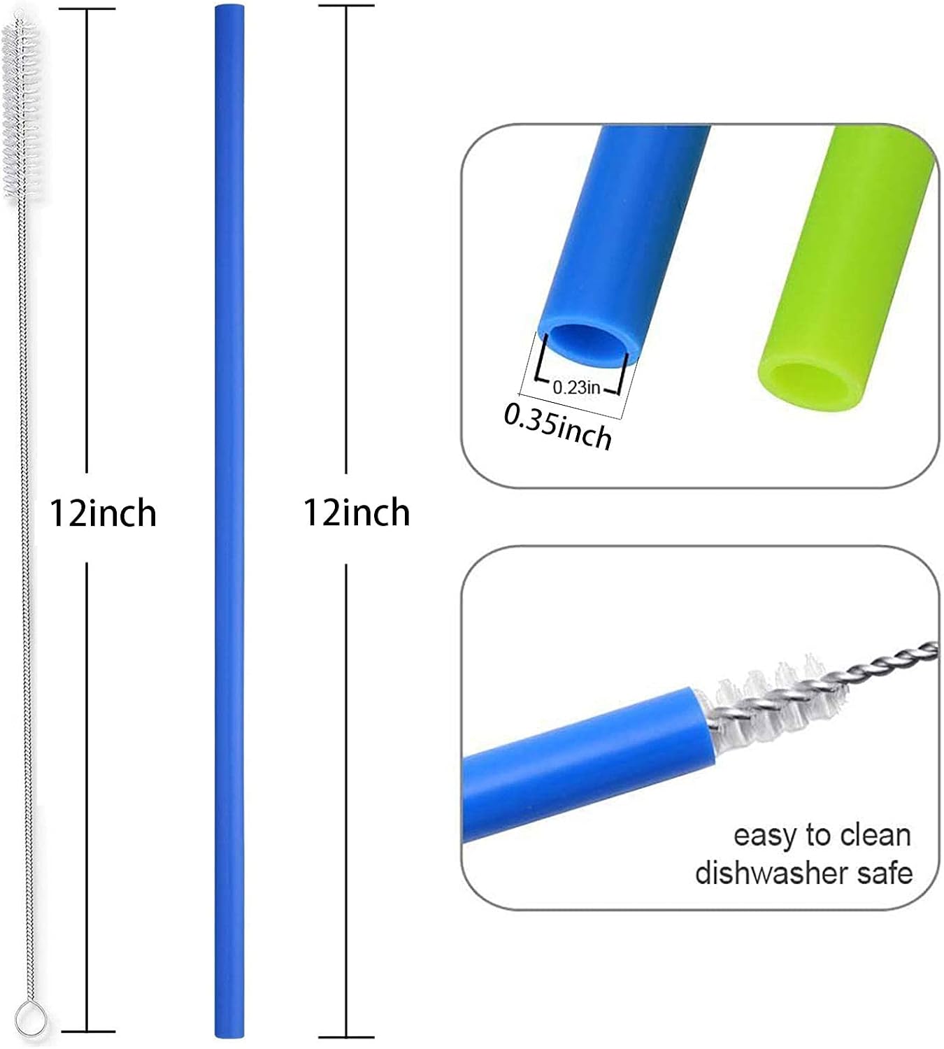 Pastel Color 14” Extra Long Silicone Replacement Straw for 40 oz Stanley Cup, Reusable Flexible Tall Giant Big Drinking Straw for Quencher Tumbler,1Gallon/64 oz Water Bottle,Hydro Jug-6 pack