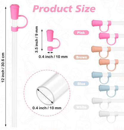 6 Straws with Cover Cap for Stanley 40oz Tumbler Replacement, Reusable Straw with Stopper Tips, Perfect for Stanley Cup with Handle H2.0, 14, 20, 30, 40oz Accessories