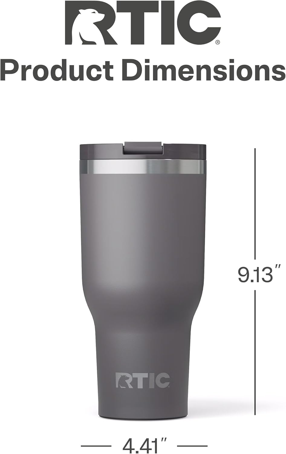 RTIC 20oz Essential Tumbler with Lid, Ceramic Lined, Insulated, Stainless Steel, Metal, Double Wall Vacuum-Insulation, Travel Cup for Iced Coffee, Tea, Hot and Cold Drink, Graphite