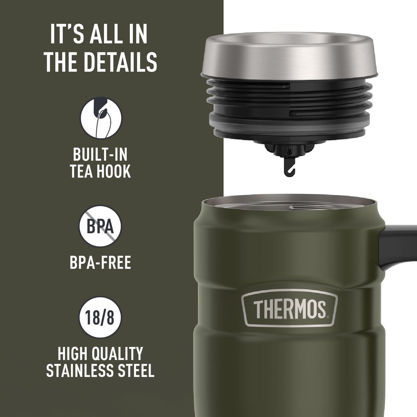 THERMOS Stainless King Vacuum-Insulated Stainless Steel Tumbler - 16oz, Midnight Blue - Insulated Coffee Tumbler for Hot & Cold Drinks - Leak-Proof & Sweat-Proof for Commuting & Traveling