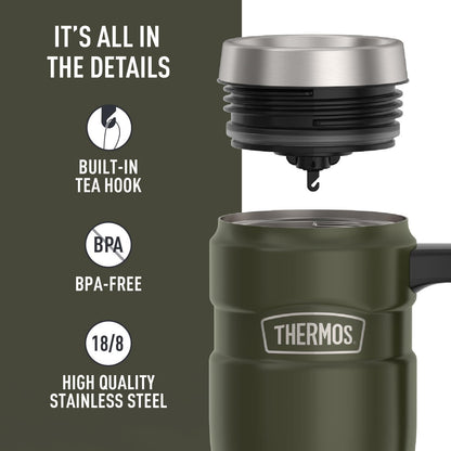 THERMOS Stainless King Vacuum-Insulated Stainless Steel Tumbler - 16oz, Midnight Blue - Insulated Coffee Tumbler for Hot & Cold Drinks - Leak-Proof & Sweat-Proof for Commuting & Traveling