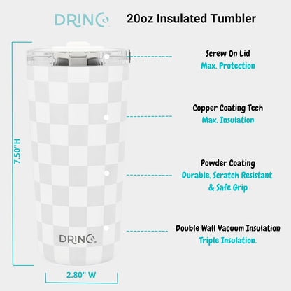 Drinco - 20 oz Stainless Steel Tumbler | Double Walled Vacuum Insulated Mug With Lid, 2 Straws, For Hot & Cold Drinks (20oz Dragonfly)