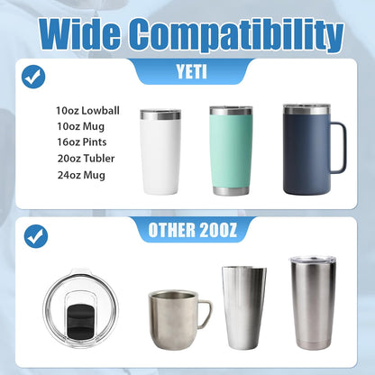 Tumbler Lids for Yeti, 2 Pack 20 oz Magnetic Replacement Tops for Yeti 20 oz Tumbler, 16 oz Pints, 10/24 oz Mug, 10 oz Lowball, Spill Proof Covers with Magnetic Slider for Ozark Trail, Old Style Rtic