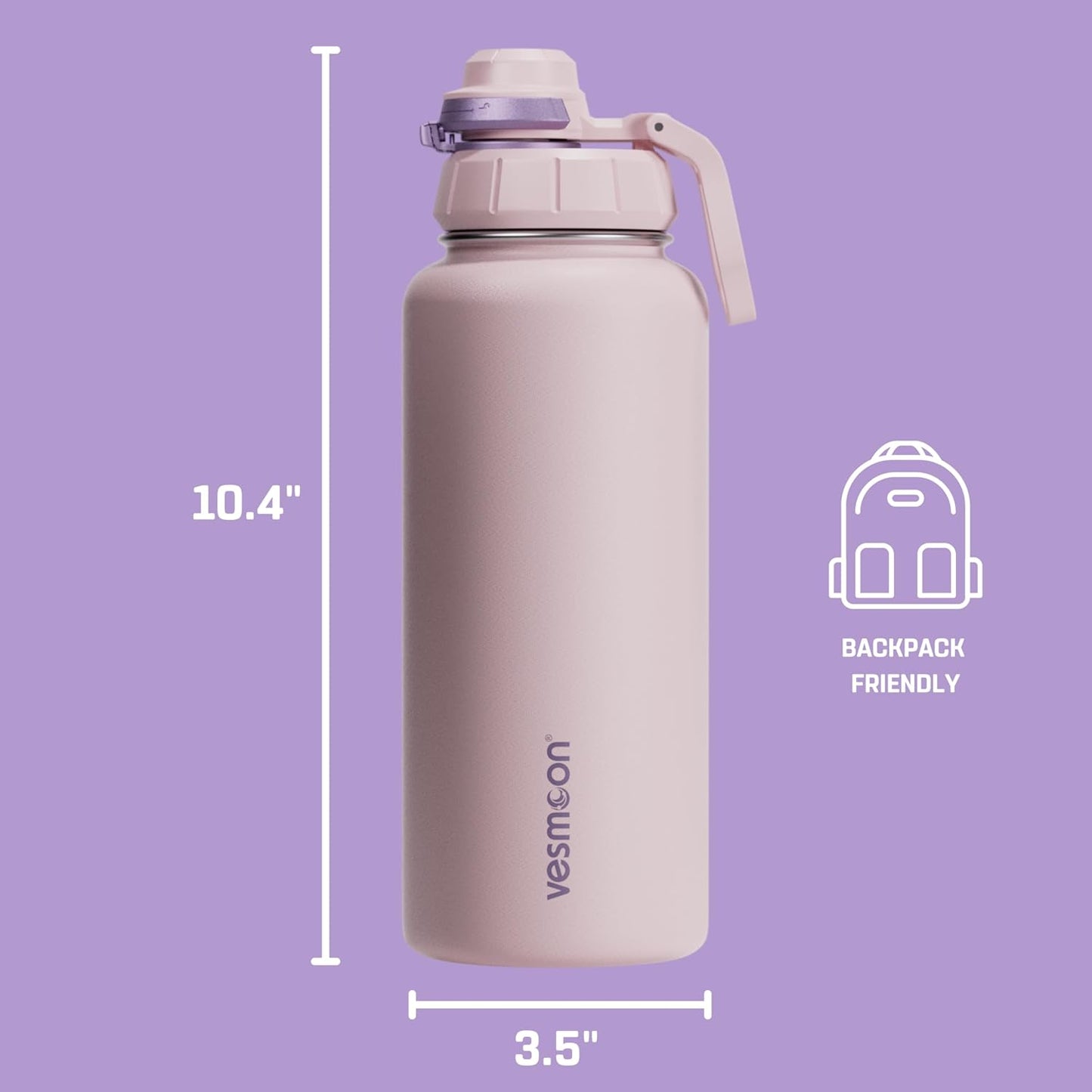 Vesmoon Vessence 24 Oz Stainless Steel Tea Infuser Bottle for Loose Leaf Tea, Water, Herbs, Fruits - Triple Layered Insulated, Leak Proof Bottle with Lid and Clip Handle - 24 Hours Hot/Cold