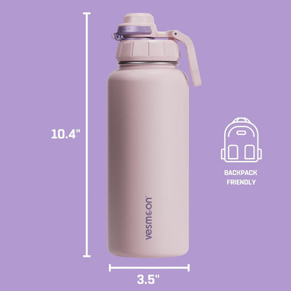 Vesmoon Vessence 24 Oz Stainless Steel Tea Infuser Bottle for Loose Leaf Tea, Water, Herbs, Fruits - Triple Layered Insulated, Leak Proof Bottle with Lid and Clip Handle - 24 Hours Hot/Cold