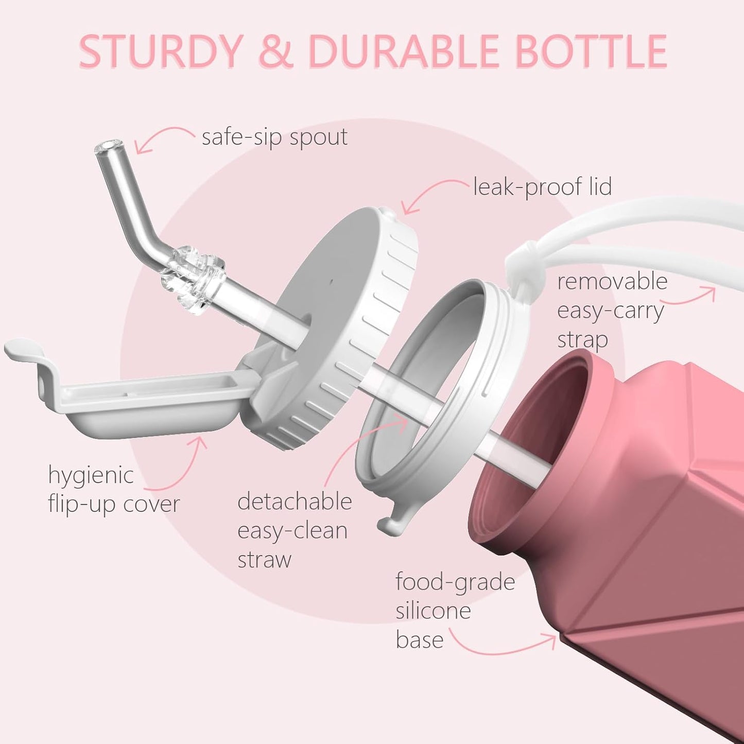 BEAUTAIL Collapsible Water Bottles 20.6oz, Silicone Foldable Portable Travel Water Bottle, Lightweight Reusable Leakproof for Traveling Camping Hiking Cycling Yoga Sports Outdoor