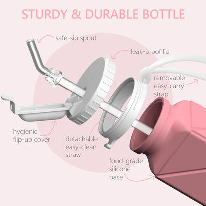 BEAUTAIL Collapsible Water Bottles 20.6oz, Silicone Foldable Portable Travel Water Bottle, Lightweight Reusable Leakproof for Traveling Camping Hiking Cycling Yoga Sports Outdoor
