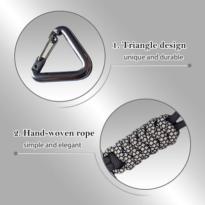 Paracord Keychain - Triangle/D-Shaped Carabiner Clip with Lanyard for Hanging Water Bottle, Key, Backpacks and More