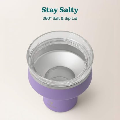 REDUCE Saltini 16 oz Cocktail Tumbler - Insulated Margarita Tumbler with Lid - Keeps Drinks Cold for 10 Hours - 360 Sippable Martini Glass Alternative - Shatterproof, Perfect for Parties - Cloud Blue