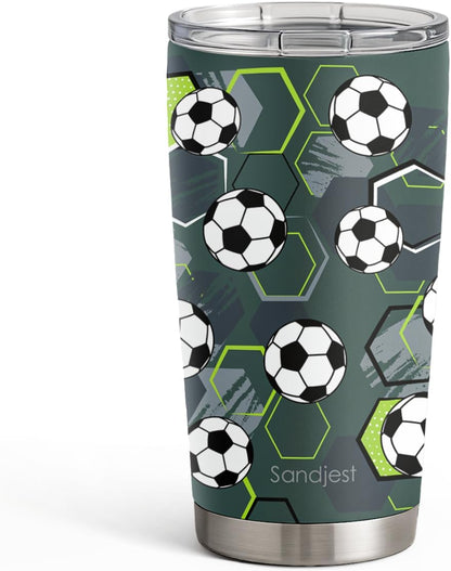 SANDJEST Pickleball Tumbler 20oz, Stainless Steel Travel Cup with Lid, Insulated Coffee Mug, Pickleballs Gifts for Women Girls Friends Sisters Players on Birthday Christmas