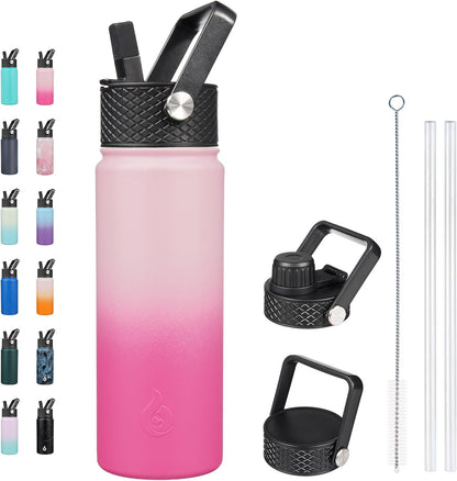 BJPKPK Insulated Water Bottles with Straw Lid, 40oz Stainless Steel Water Bottles with 3 Lids, BPA Free Leakproof Thermo, Tumblers, Cups for Sports, Gym- Midnight - Colors B