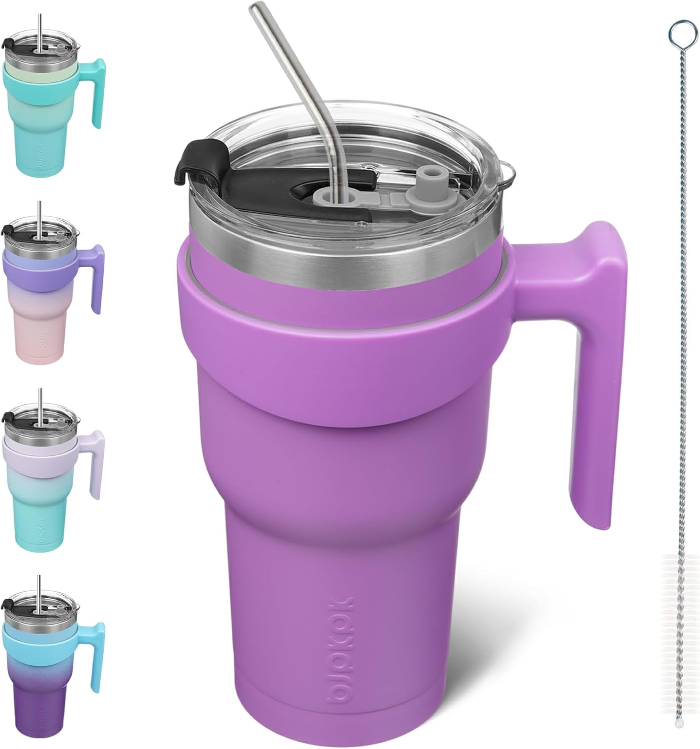 BJPKPK Tumbler With Handle And Straw Lid 40 oz Stainless Steel Insulated Coffee Tumbler Cups For Home, Office or Car,Turquoise