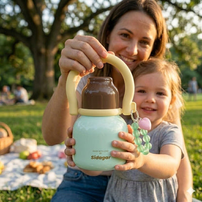 22 oz Water Bottle with Straw and Bowl, Unique Insulated Stainless Steel Tumbler, Spill-proof Reusable BPA-Free Cup, Pilates Wellness Study Travel, with Bonus Strap - Chocolate Black