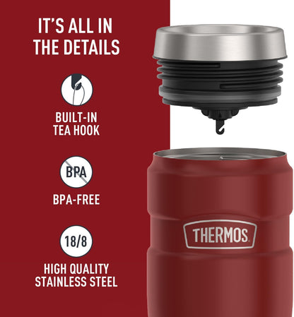THERMOS Stainless King Vacuum-Insulated Stainless Steel Tumbler - 16oz, Midnight Blue - Insulated Coffee Tumbler for Hot & Cold Drinks - Leak-Proof & Sweat-Proof for Commuting & Traveling
