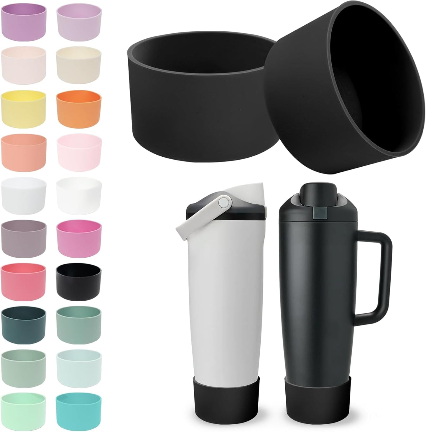 2PCS Silicone Boots for Owala 30oz & 40oz FreeSip Sway Bottles & Tumblers – Non-Slip, Scratch-Resistant, Stability Enhancer for Owala Accessories (Eucalyptus Green) - Colors B
