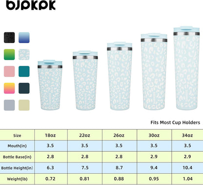 BJPKPK 22oz Insulated Tumbler With lid And Straw Stainless Steel Tumblers Travel Coffee Mug Reusable Thermal Cup,Sky