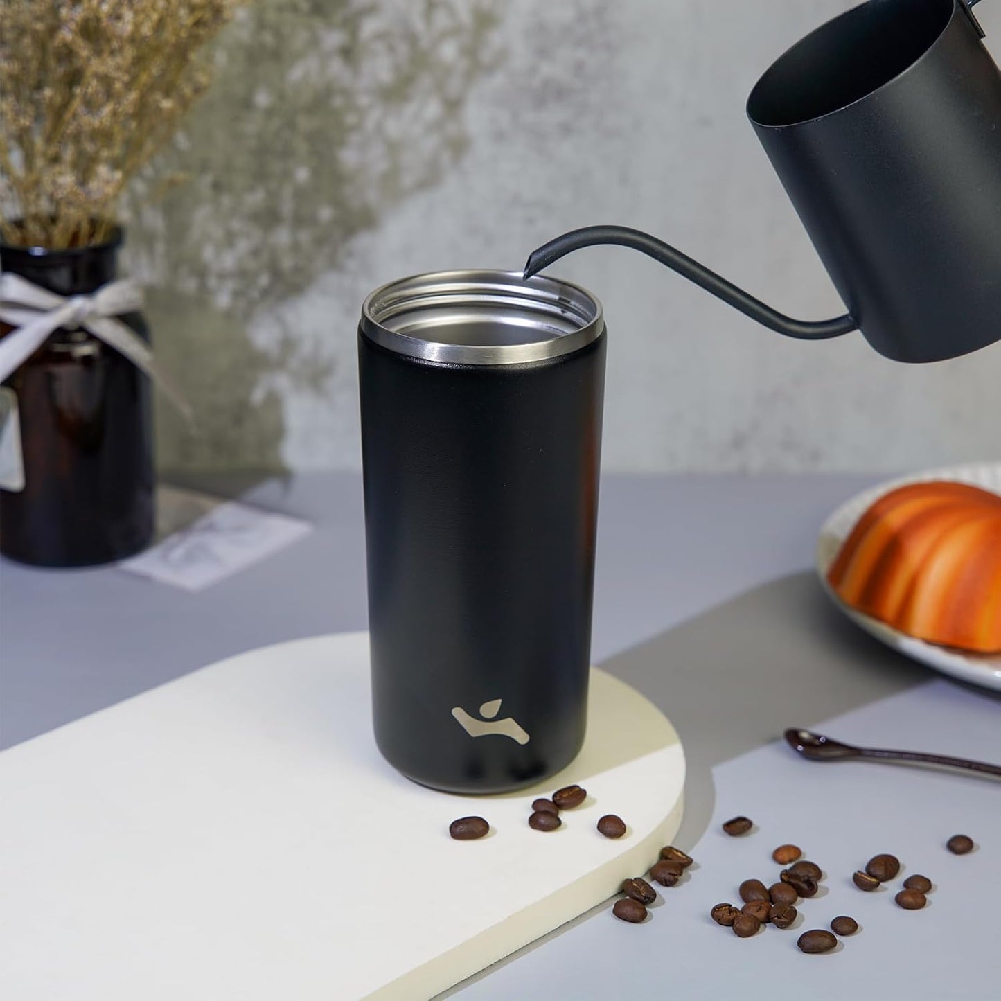 Konokyo Tumbler with Lid, 16 oz Travel Coffee Mug Double Wall Vacuum Stainless Steel Thermal Metal Cup Insulated Water Bottle,Navy Blue