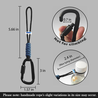 Paracord Keychain/Carabiner Clip - Jaymokes D Ring Metal Hook for Water Bottle, Key, Backpacks and More