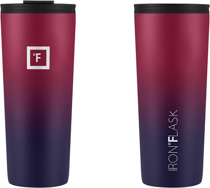 IRON °FLASK Classic Tumbler - Vacuum Insulated Stainless Steel Water Bottle, Double Walled, Drinking Cup, Insulated Travel Mug (Cobalt, 24 oz Solid Lid)