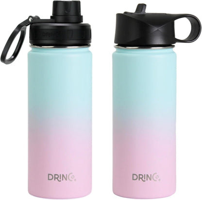 Drinco Stainless Steel Water Bottle Spout Lid Vacuum Insulated Double Wall Water Bottle Wide Mouth (40oz 32oz 22oz 18oz 14oz) Leak Proof Keep Cold Sport Camping Hiking (22 oz, 22oz Black)