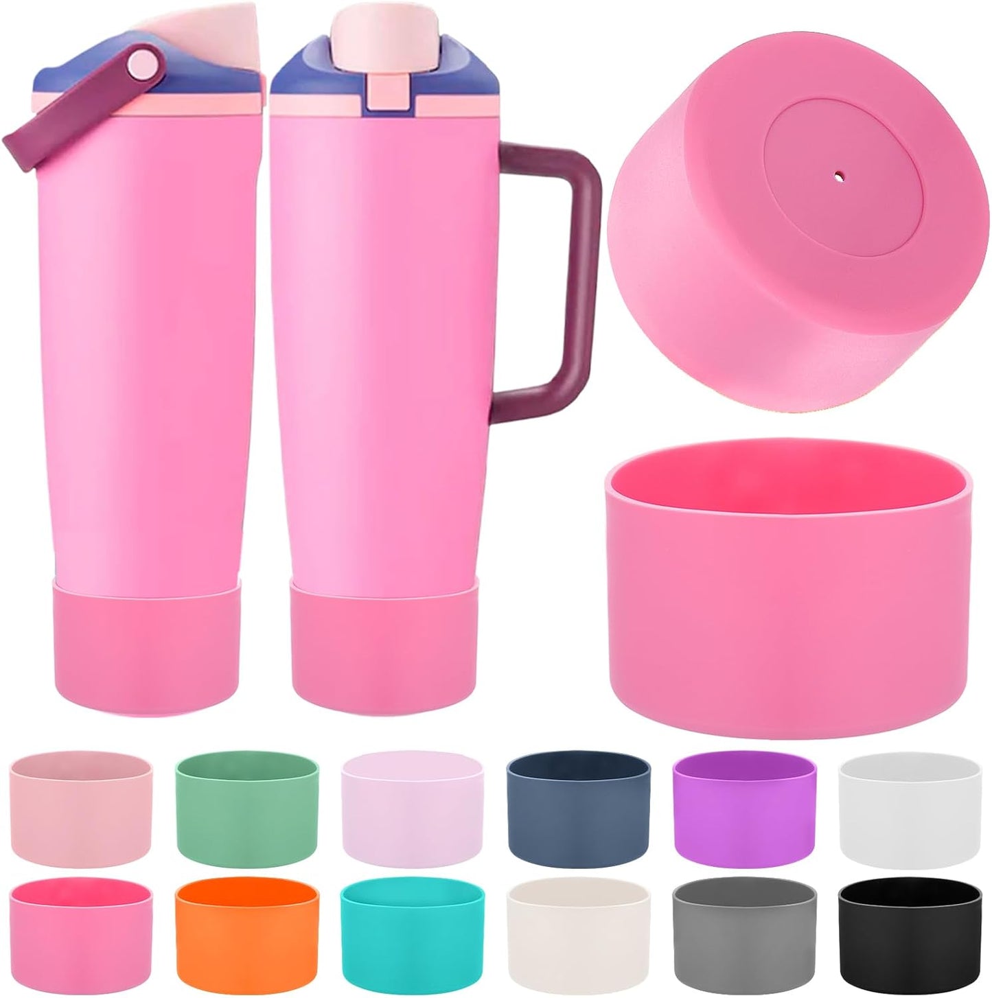 Mity rain 2PCS Protective Silicone Boots for Owala 30oz & 40oz FreeSip Sway Bottles & Tumblers - Accessories for owala, Enhances Stability & Prevents Scratches(Black Cherry)
