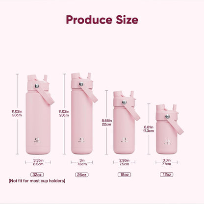 ENCOOL Insulated Water Bottle with Straw Stainless Steel Water Bottle, Leak-Proof, BPA-Free, Double Wall Vacuum Keeps Cold for 24 Hours for Sports, Travel, School (26 oz, Cotton Candy) - Colors D