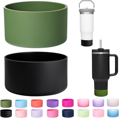 2-Pack Silicone Boot for Stanley Cup 30oz & 40oz, Anti-Slip & Noise Reducing Bottom Protector, BPA-Free Tumbler Base Cover for Quencher H2.0 30/40oz & IceFlow 20/30oz, Accessories for Car & Travel