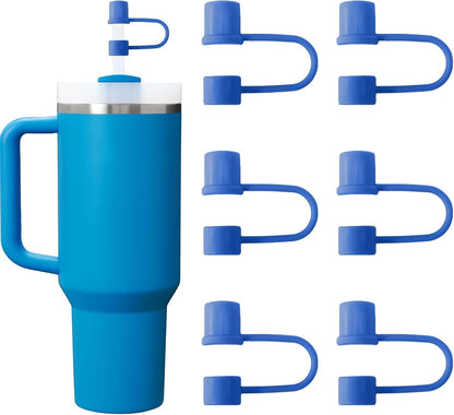 6PCS Silicone Straw Covers Cap Compatible with Stanley Cup 30-40 oz Tumbler with Handle 10mm Straw Toppers，Dust-Proof Reusable Straw Cover for Stanley Cup Accessories (Black)
