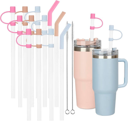 6 Straws with Cover Cap for Stanley 40oz Tumbler Replacement, Reusable Straw with Stopper Tips, Perfect for Stanley Cup with Handle H2.0, 14, 20, 30, 40oz Accessories