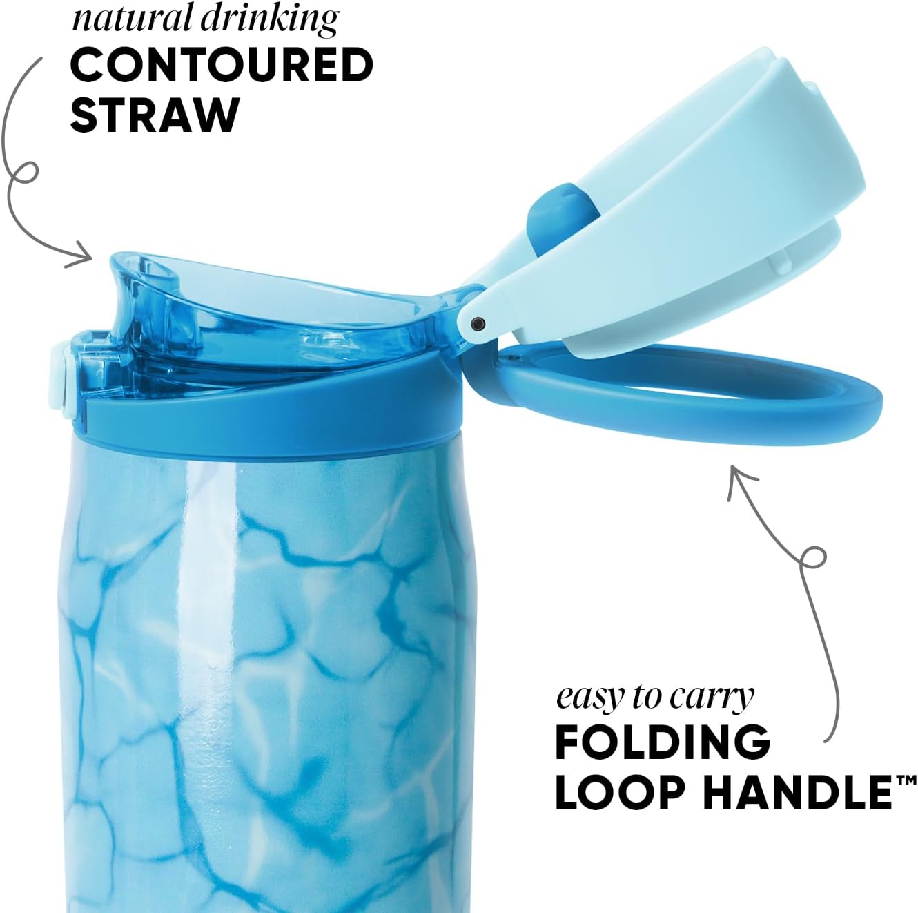 Simple Modern Mesa Loop Water Bottle with Covered Straw and Handle | 24oz Cup Holder Friendly Insulated Stainless Steel Bottles for Travel, Sports and School | Iris Sage - Colors B