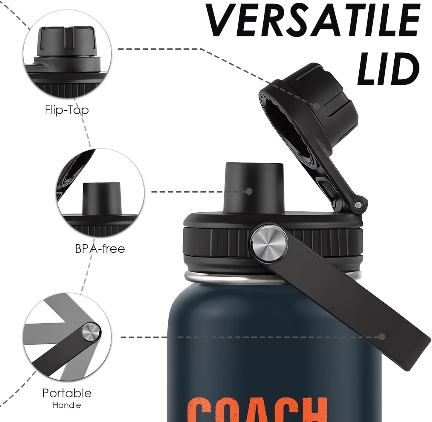 Pickleball Water Bottle 32oz | Insulated Stainless Steel Travel Tumbler with Lid Leak-Proof Keep Hot or Cold, BPA-Free |Dink Responsibly Gifts for Pickleball Lovers